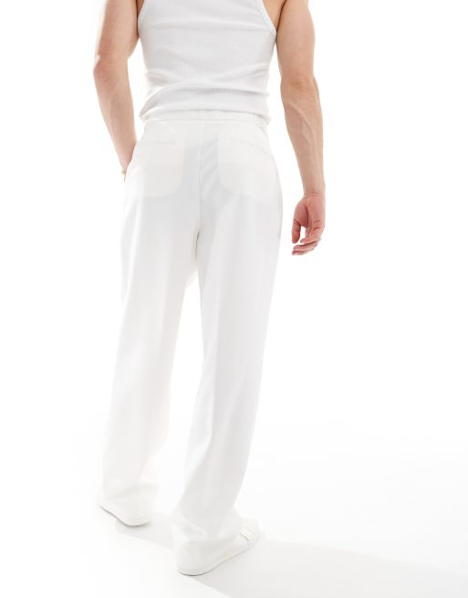 Asos white wide leg trousers sale