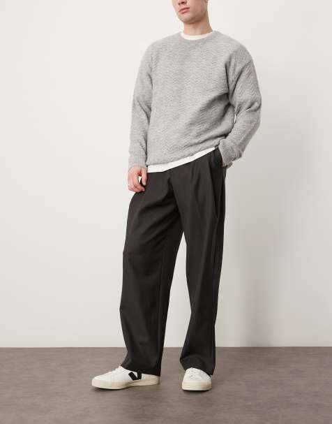 ASOS DESIGN smart wide leg trousers with deep pleats in grey - view 1