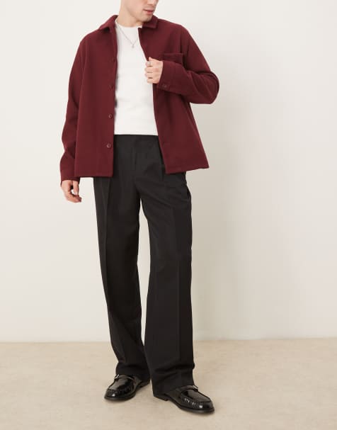 ASOS DESIGN smart wide leg trousers with double pleats in black - view 1