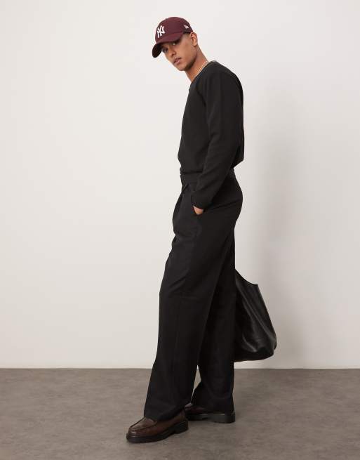 ASOS DESIGN smart wide leg pants with elasticated waistband in black