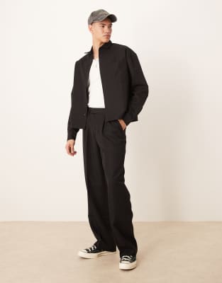 ASOS DESIGN ASOS DESIGN smart wide leg trousers with front pleat in black