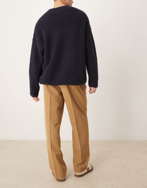 ASOS DESIGN smart wide leg pants with front pleat in dusty camel
