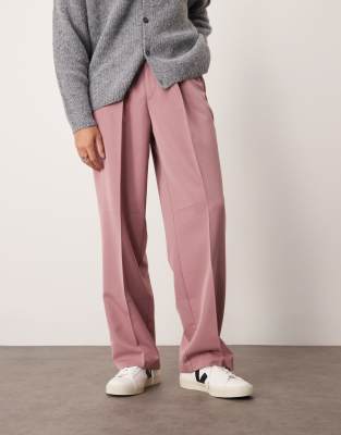 Asos Design Smart Wide Leg Trousers With Front Pleat In Dusty Pink - Asos Trousers New In 30th October 2024