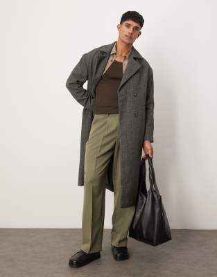 ASOS DESIGN ASOS DESIGN smart wide leg trousers with front pleat in sage green