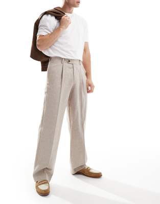 ASOS DESIGN ASOS DESIGN smart wide leg trousers with front pleat in stone-Grey