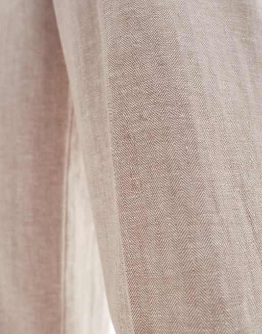 ASOS DESIGN smart wide leg trousers with front pleat in stone, 4 of 5