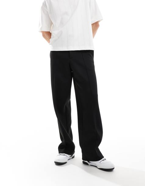 ASOS DESIGN smart wide leg trousers with shimmer in black - view 1