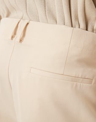 ASOS DESIGN smart wide leg twill pants in ecru
