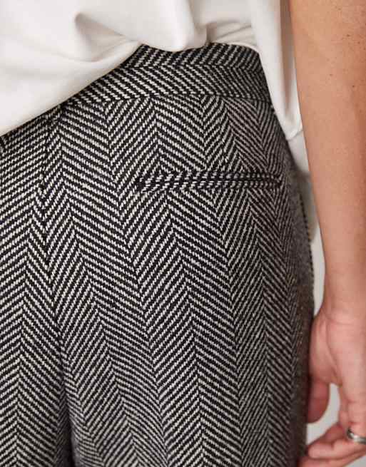 ASOS DESIGN smart wide leg wool blend herringbone pants in ASOS DESIGN smart wide leg wool blend herringbone pants in
