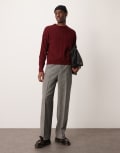 [ASOS DESIGN] ASOS DESIGN smart wide leg wool mix pants in black & white puppytooth-Grey W28 L30 Black & white