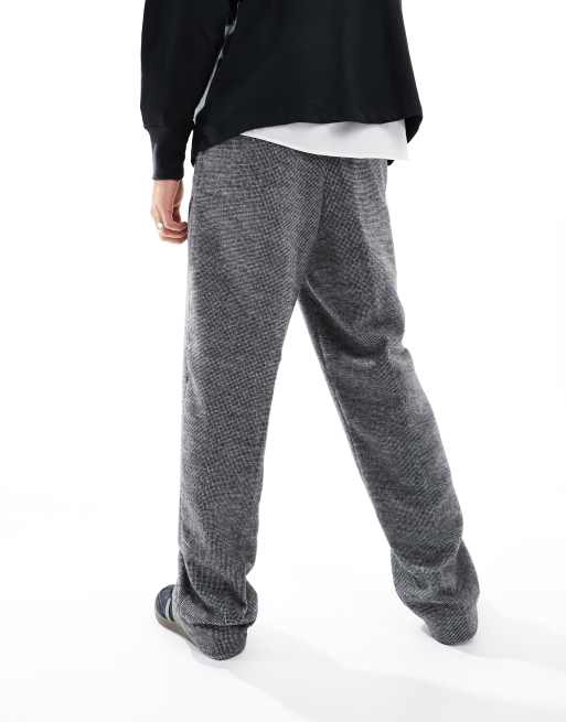 ASOS DESIGN smart wide leg wool mix trousers in black puppytooth, 4 of 5