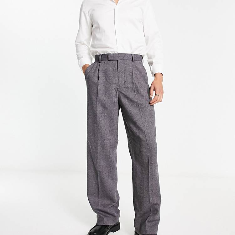 ASOS DESIGN smart wide leg wool mix trousers in charcoal wide