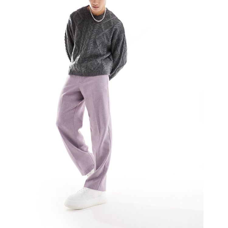 HOMMA Herringbone Straight Pants (Trousers) Purple S-M