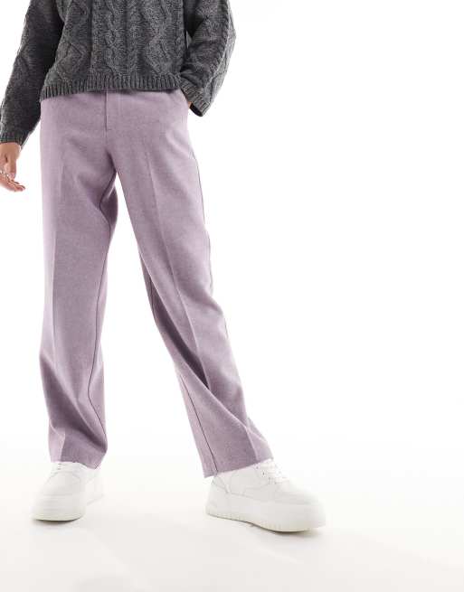 ASOS DESIGN pull on pants with hammer loop in lilac cord