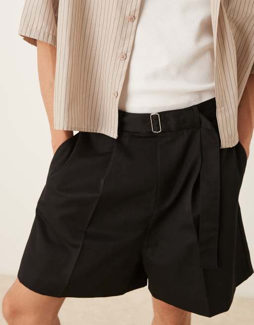ASOS DESIGN smart wide longline shorts with front pleat and