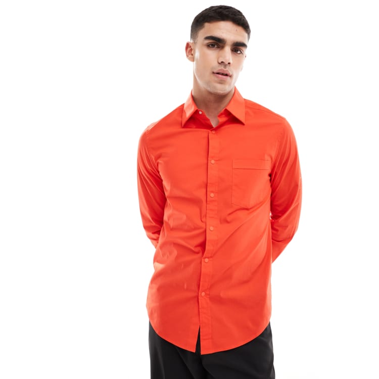 bright red dress shirt Black n Bianco Boys' Signature Red Sateen Dress Shirt