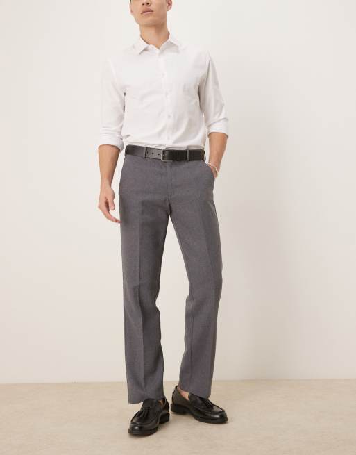 ASOS DESIGN smart wool mix straight leg pants in charcoal twill