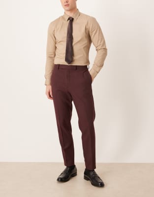 Asos Design Smart Wool Mix Tapered Pants In Red