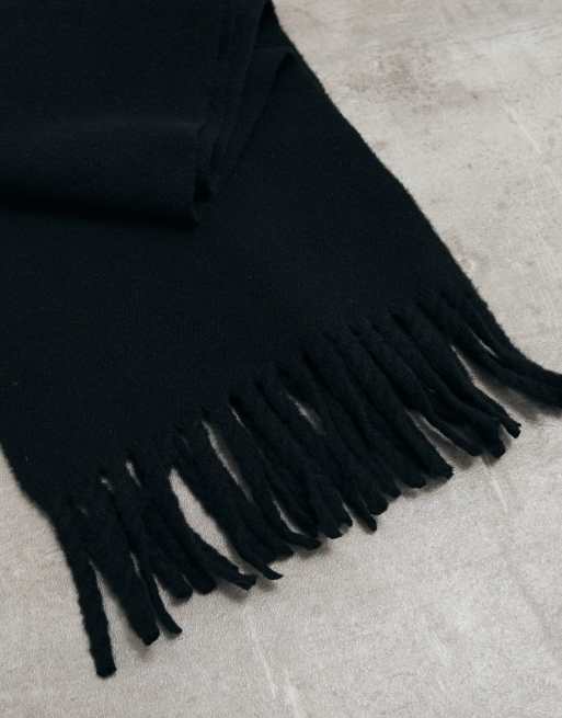 ASOS DESIGN smart woven scarf in black, 2 of 3