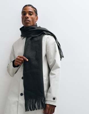 Asos Design Smart Woven Scarf In Grey