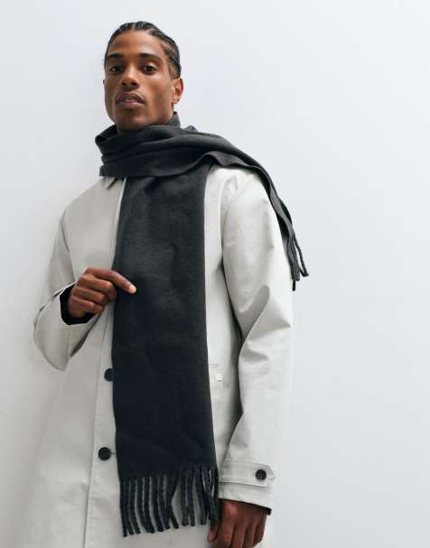 ASOS DESIGN smart woven scarf in grey - view 1