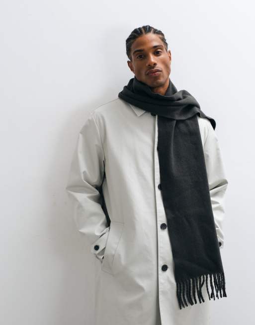 ASOS DESIGN smart woven scarf in grey, 3 of 3