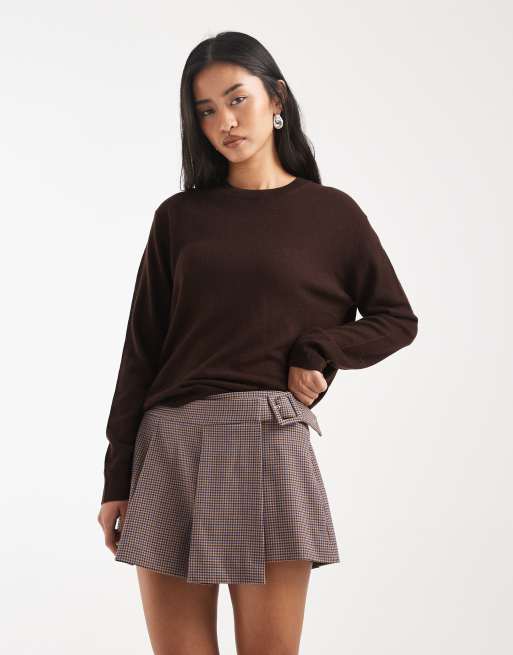 ASOS DESIGN – Smårutig, plisserad miniskort med bältesspänne, 4 av 5