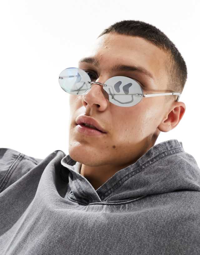 ASOS DESIGN smile rimless glasses in blue