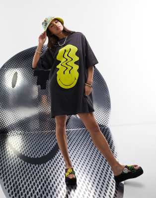face print t shirt dress Women's TDM Classic Face Custom T-Shirt Dress -Black