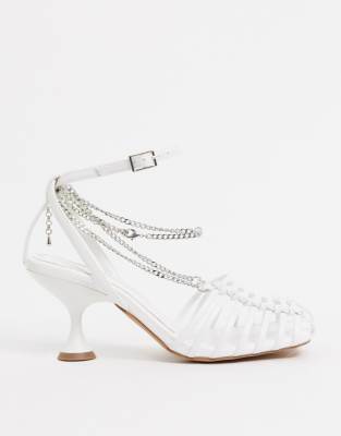 white caged sandals