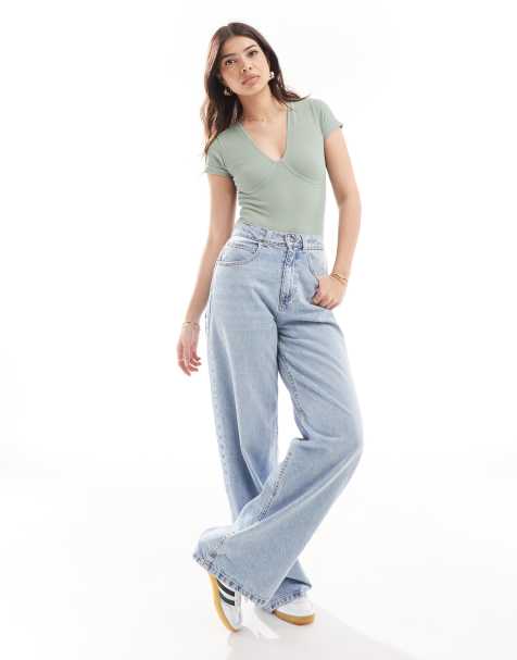 ASOS DESIGN - Sømløs, formgivende bodystocking med korte ærmer og kantdetaljer i salviegrøn - Del af sæt - view 1