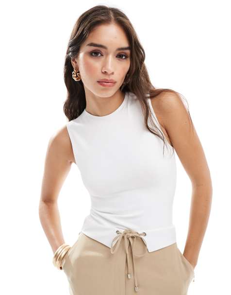 ASOS DESIGN - Sømløs tanktop-bodystocking i hvid - view 1