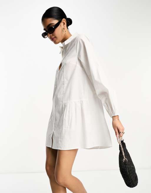 ASOS DESIGN Maternity cotton mini smock shirt dress in white