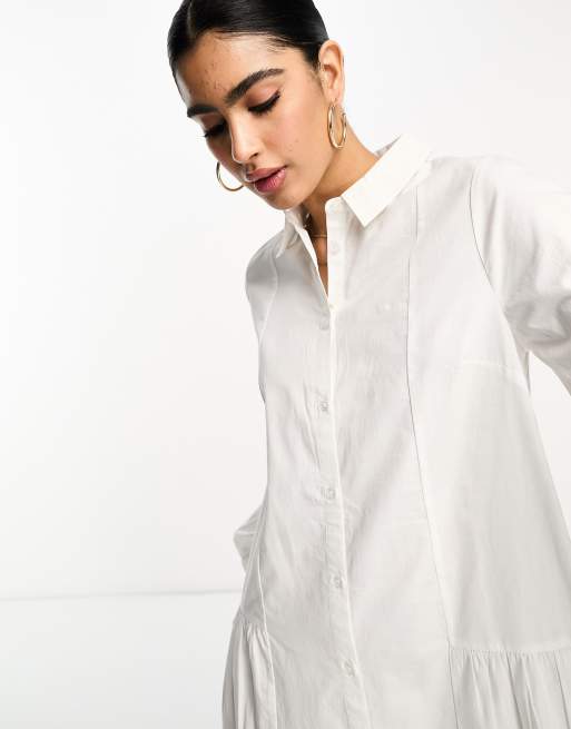 ASOS DESIGN Maternity cotton mini smock shirt dress in white