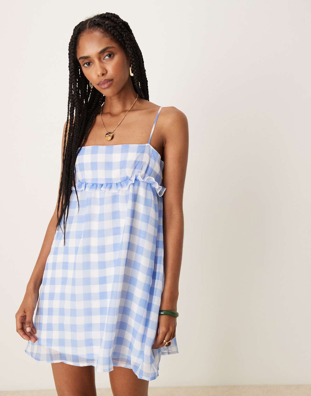 ASOS DESIGN smock cami mini dress in multi gingham print