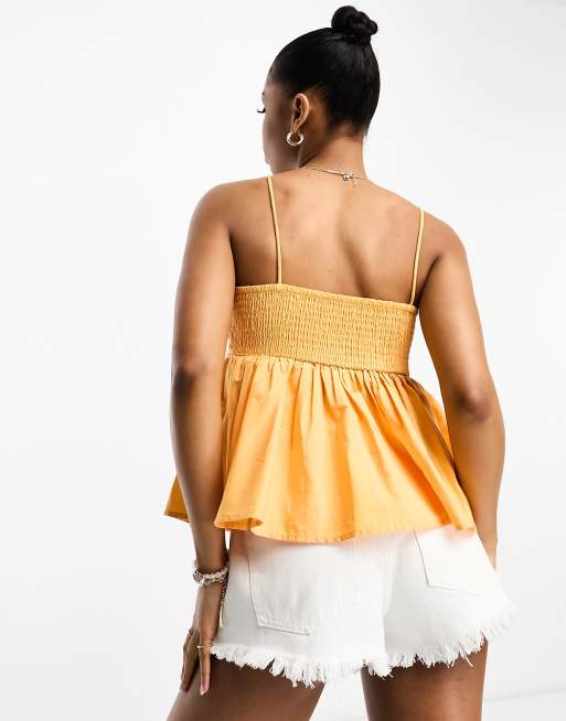 ASOS DESIGN smock cami suntop with pleated bust in orange, 2 of 4