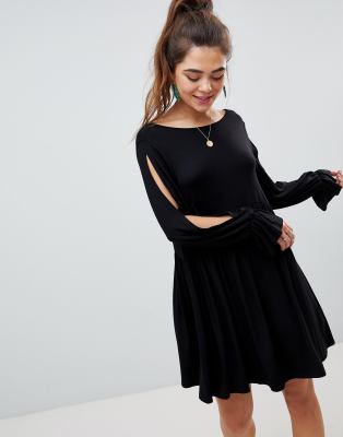 black split sleeve dress