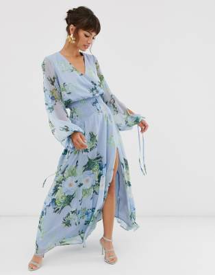 asos blue floral maxi dress