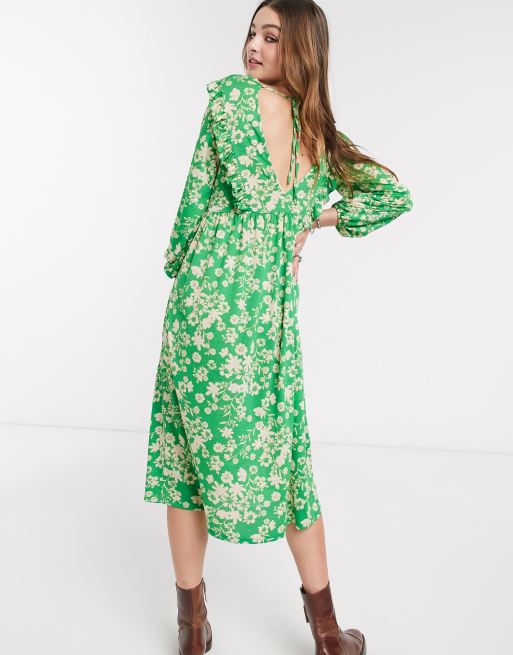 Asos green 2024 floral dress