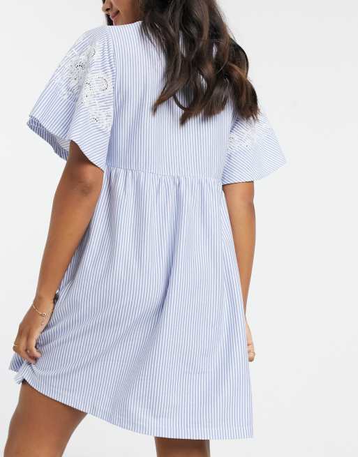 Asos blue and deals white striped dress