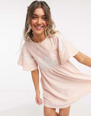 asos orange and white striped dress