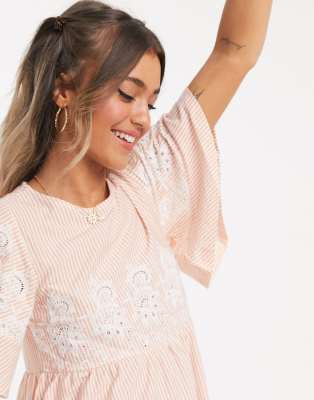 asos orange and white striped dress