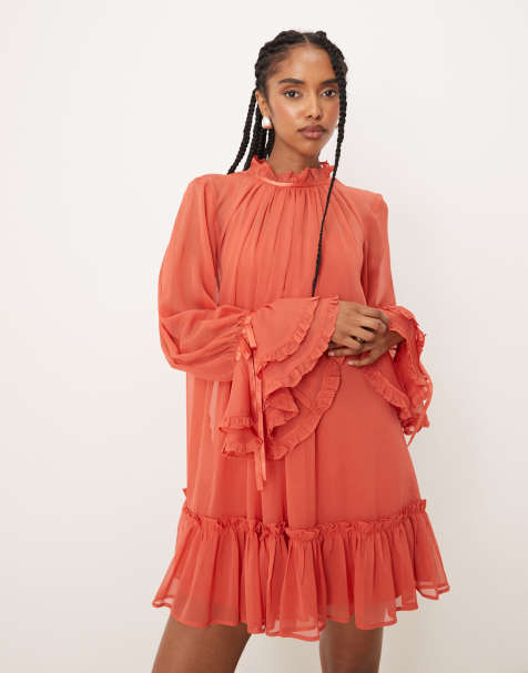 strapless open back dress Stylish Brooklyn Dress in Burnt Orange Satin – Rewritten main image 1