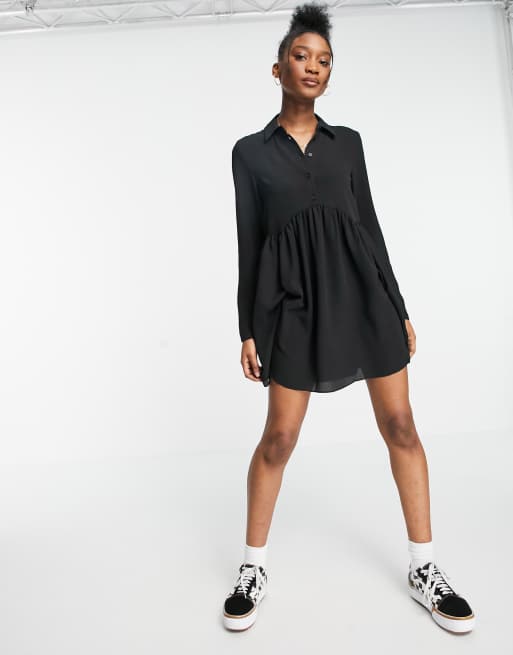 asos black shirt dress ASOS - Mini Shirt Dress - Women - Polyester/Cotton - 00 US