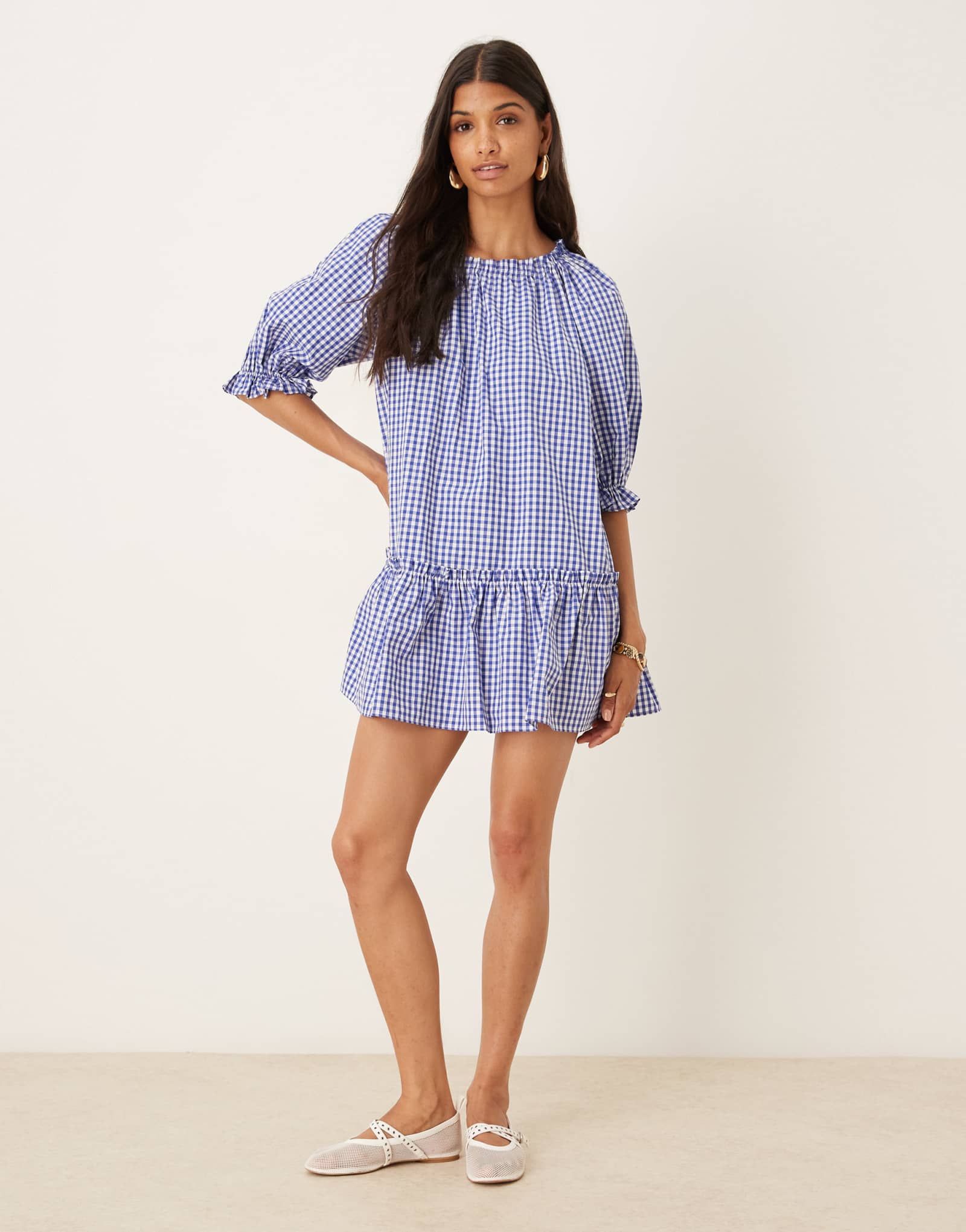 ДИЗАЙНЕРСКОЕ платье-халат ASOS с бодрящим подолом в синюю полоску