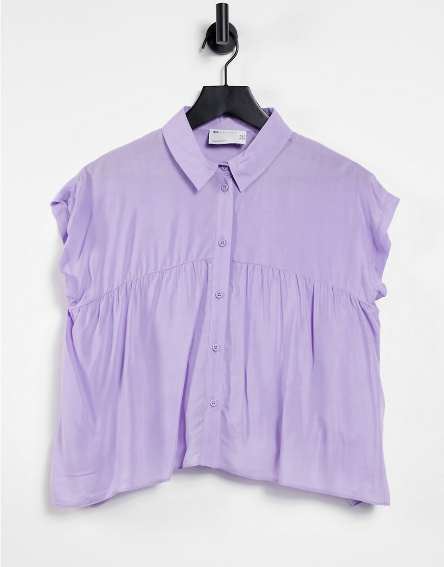 ASOS DESIGN - Smock-skjorte i lilla med løs sømkant