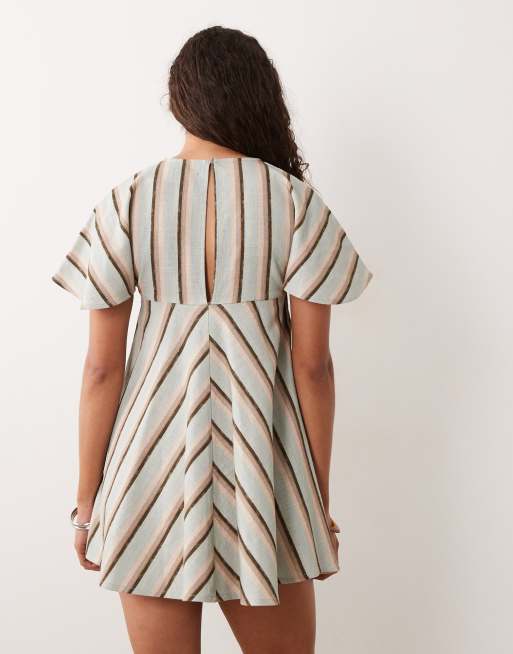 ASOS DESIGN smock t-shirt mini dress in blue stripe, 3 of 4