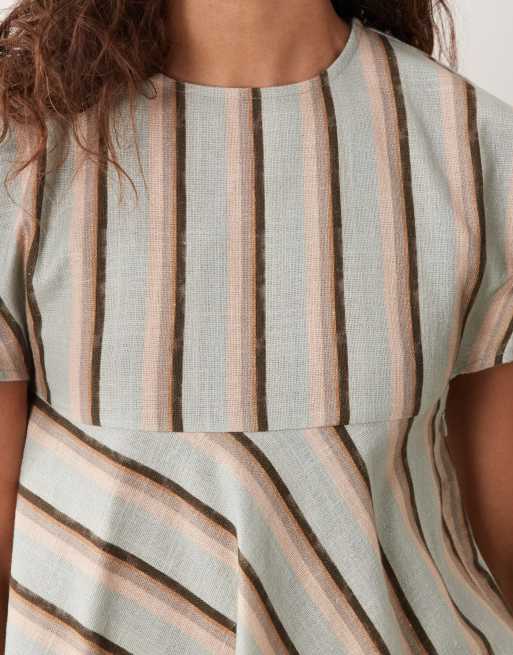 ASOS DESIGN smock t-shirt mini dress in blue stripe, 4 of 4