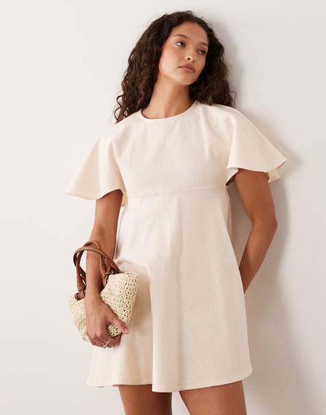 ASOS DESIGN smock t-shirt mini dress in stone - view 1