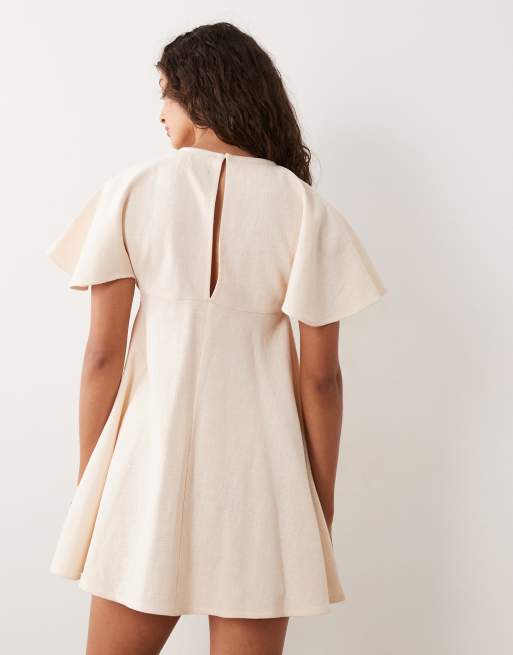 ASOS DESIGN smock t-shirt mini dress in stone, 4 of 4